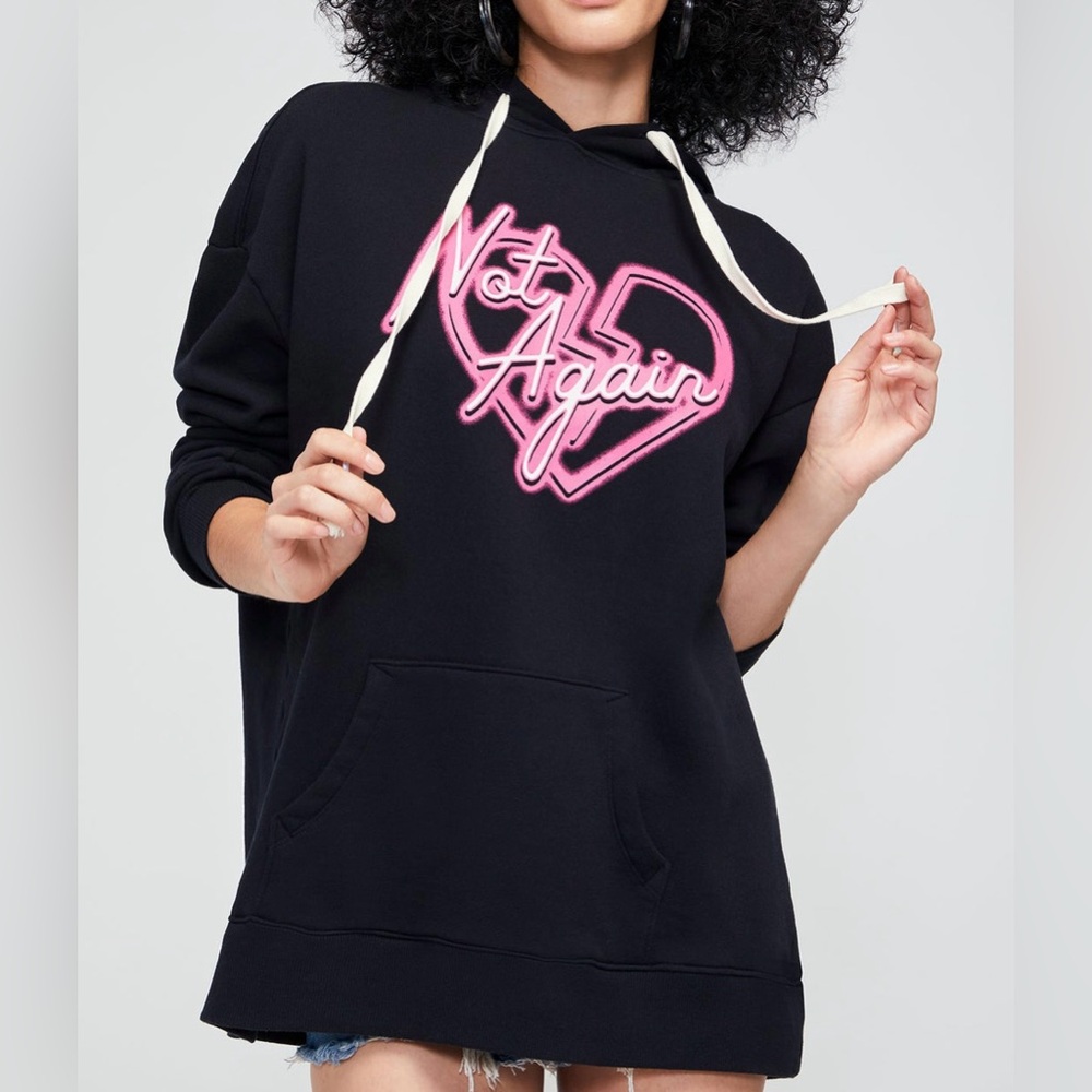 WILDFOX COUTURE || Not Again Roadtrip Hoodie in Black + Neon Pink - SZ L 🩷NWT🩷